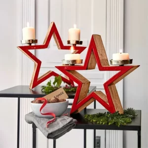 Brandneu 😀 SCHNEIDER ELECTRIC Kerzenhalter Stern Kerzenständer Weihnachtsdekoration T8 X ø32 Cm Handarbeit 👍 6