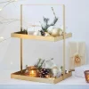 Brandneu 😉 SCHNEIDER ELECTRIC Deko-Etagere 2 Etagen Metall Goldfarben Individuell Dekorierbar L30 X B25 X H45cm 😀 13
