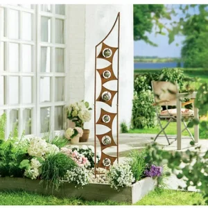 Brandneu 🔥 SCHNEIDER ELECTRIC Gartenstecker Art Deco Rostoptik Gartendeko Beetstecker Dekoration 150 Cm 🎁 6