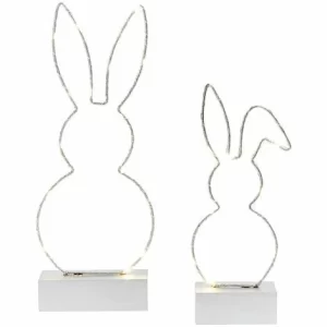 Neu 😍 SCHNEIDER ELECTRIC LED-Hasen-Set 2-tlg. Hasenduo Osterdeko Hasenfigur Dekofiguren Silber Glitzer ✨ 7