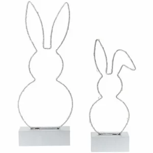 Neu 😍 SCHNEIDER ELECTRIC LED-Hasen-Set 2-tlg. Hasenduo Osterdeko Hasenfigur Dekofiguren Silber Glitzer ✨ 9