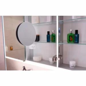 Blitzangebot 🤩 SCHNEIDER ELECTRIC Schneider PREMIUM Line Ultimate LED Lichtspiegelschrank, 1 Doppelspiegeltür, Steckdose Rechts, 625×73,3×15,8cm, 182.062., Ausführung: EU-Norm/Korpus Silber Eloxiert – 182.062.02.50 😀 15